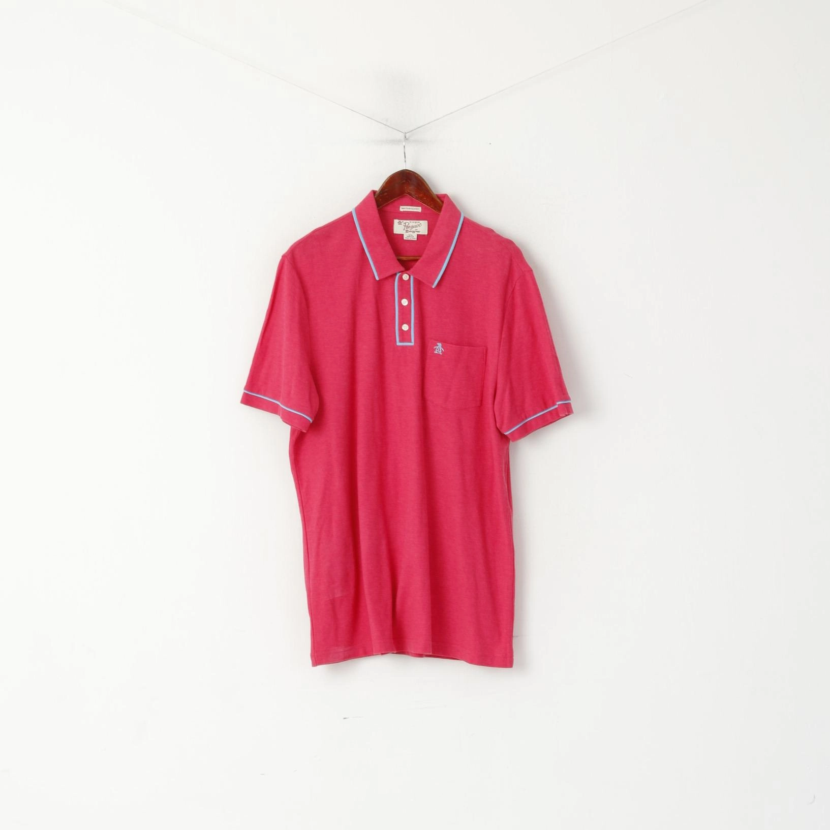 Layered Collar Structure Penguin Men XXL Polo Shirt Raspberry  Cotton Heritage Slim Fit Stretch Classic Top