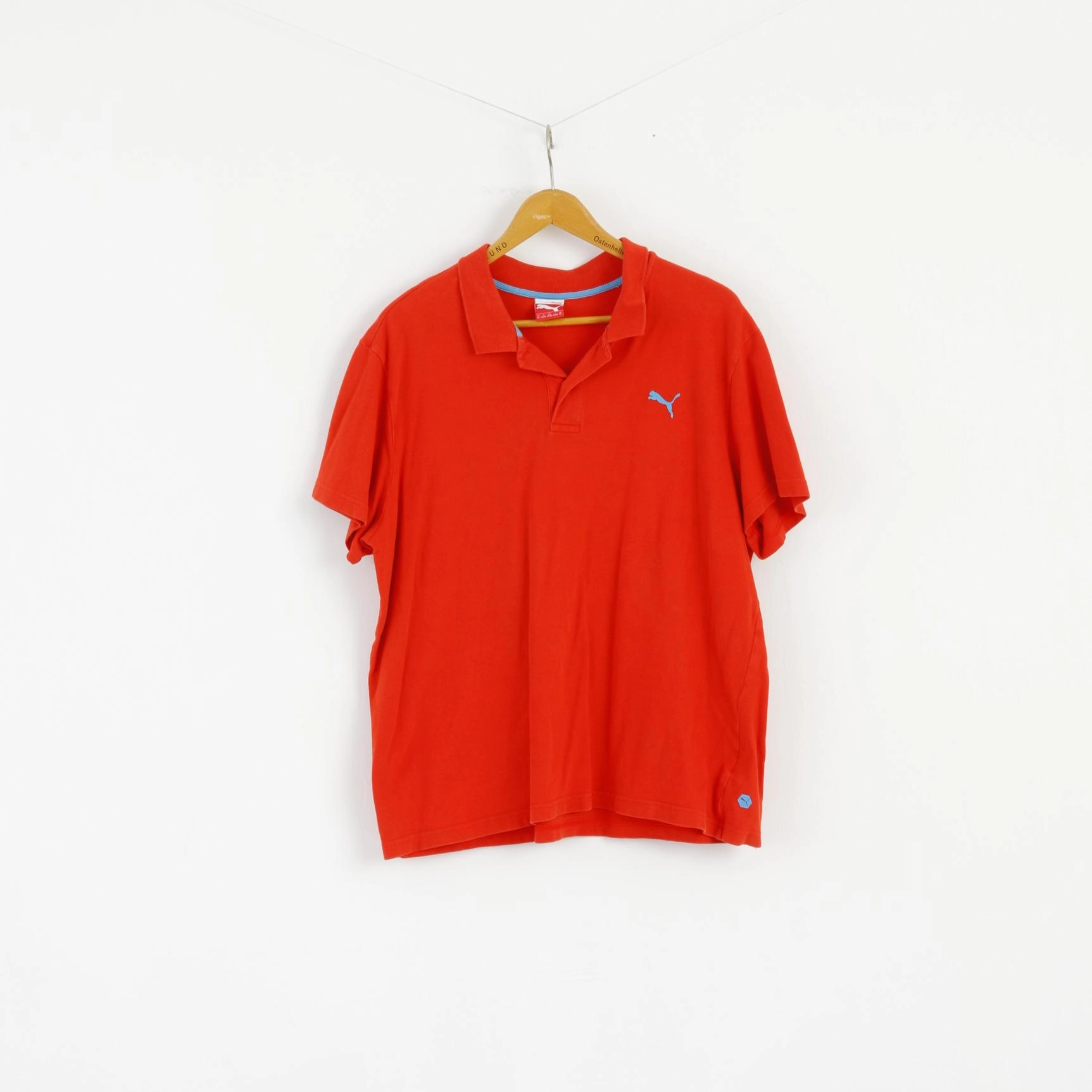 Puma Men XL Polo Shirt Orange Short Sleeve Cotton Stretch Sport Top Slim fit clothing