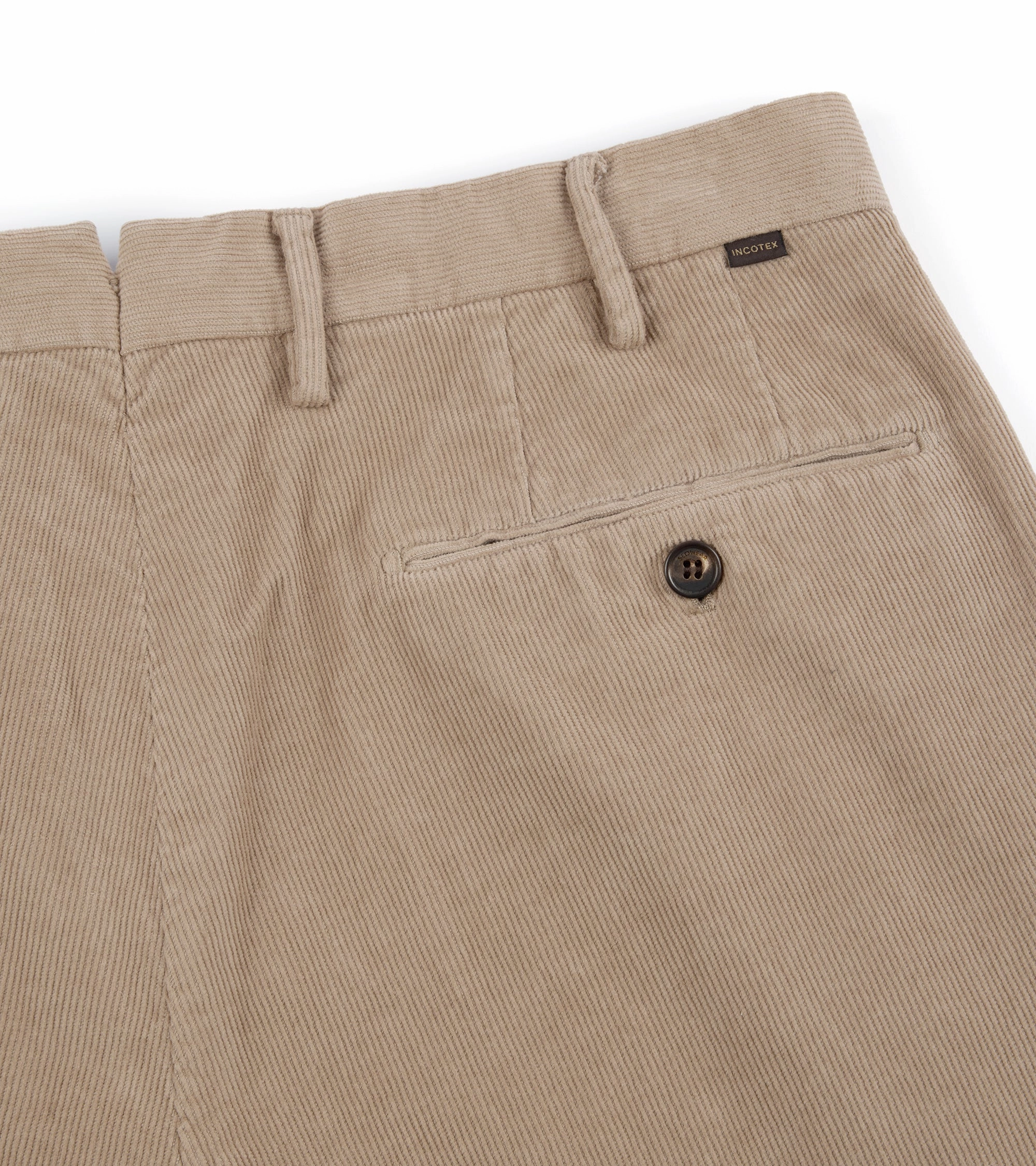 Incotex Regular Overdyed Cotton Corduroy Trousers: Mushroom Mesh Comfort Dynamic Flex Panels