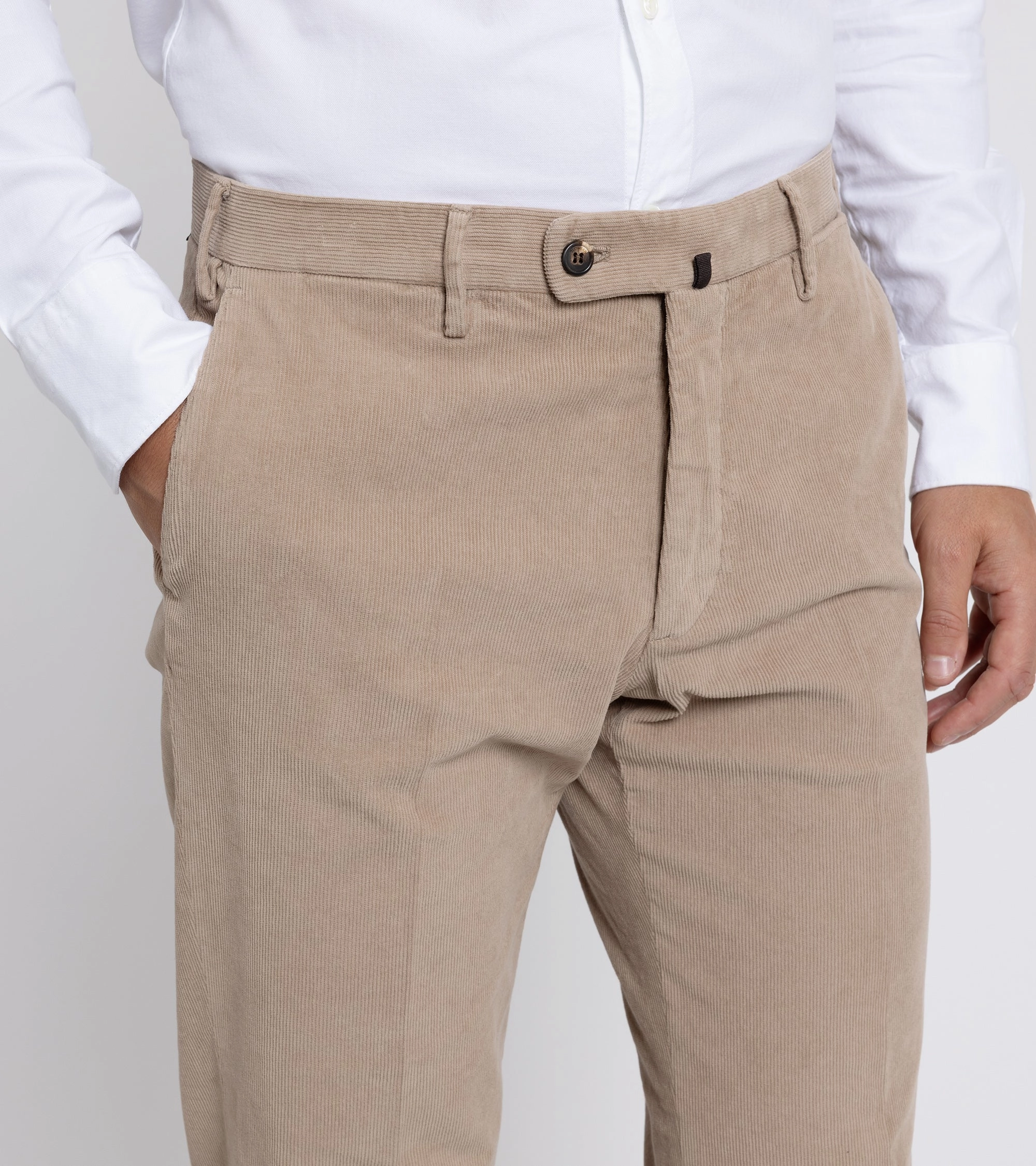 Light Coverage Incotex Regular Overdyed Cotton Corduroy Trousers: Mushroom