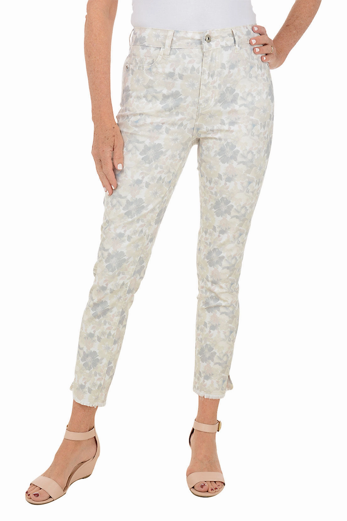 Floral Mirage Denim Twill Ankle Pant Practical Wear Sport Ready