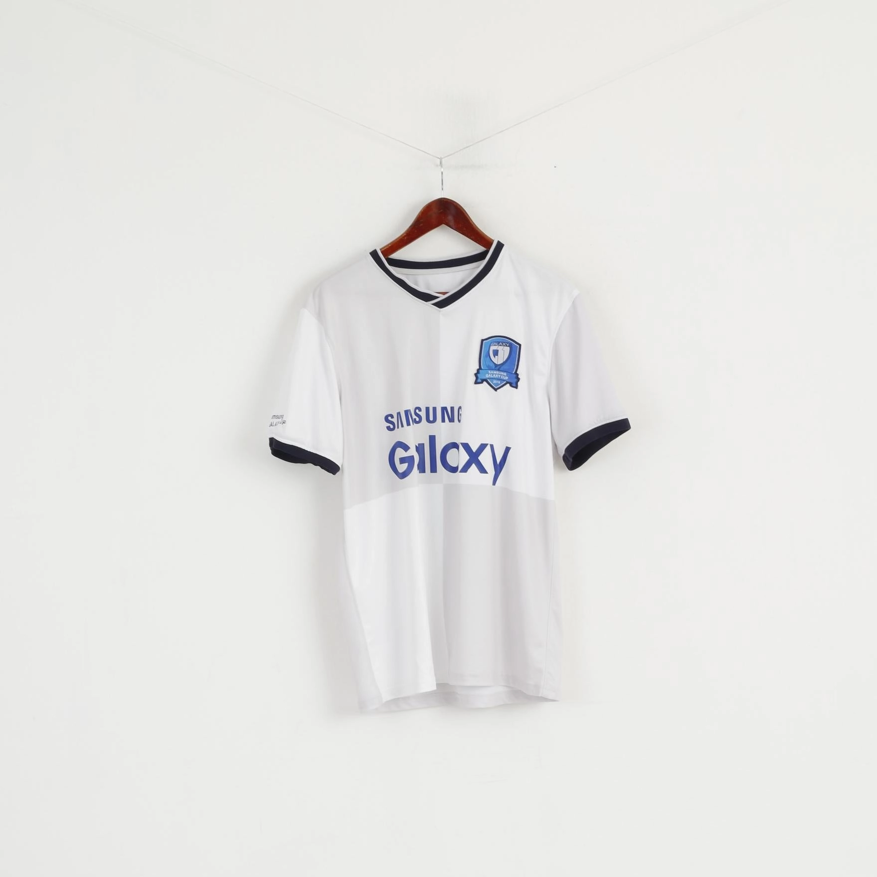 Samsung Men M Shirt White Shiny Samsung Galaxy Cup 2015 Sport Jersey Top Skin Friendly Blends Outdoor Fashion