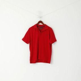 Fresh Vibes Pierre Cardin Men L (M) Polo Shirt Red Cotton Plain Logo Detailed Buttons Classic Top