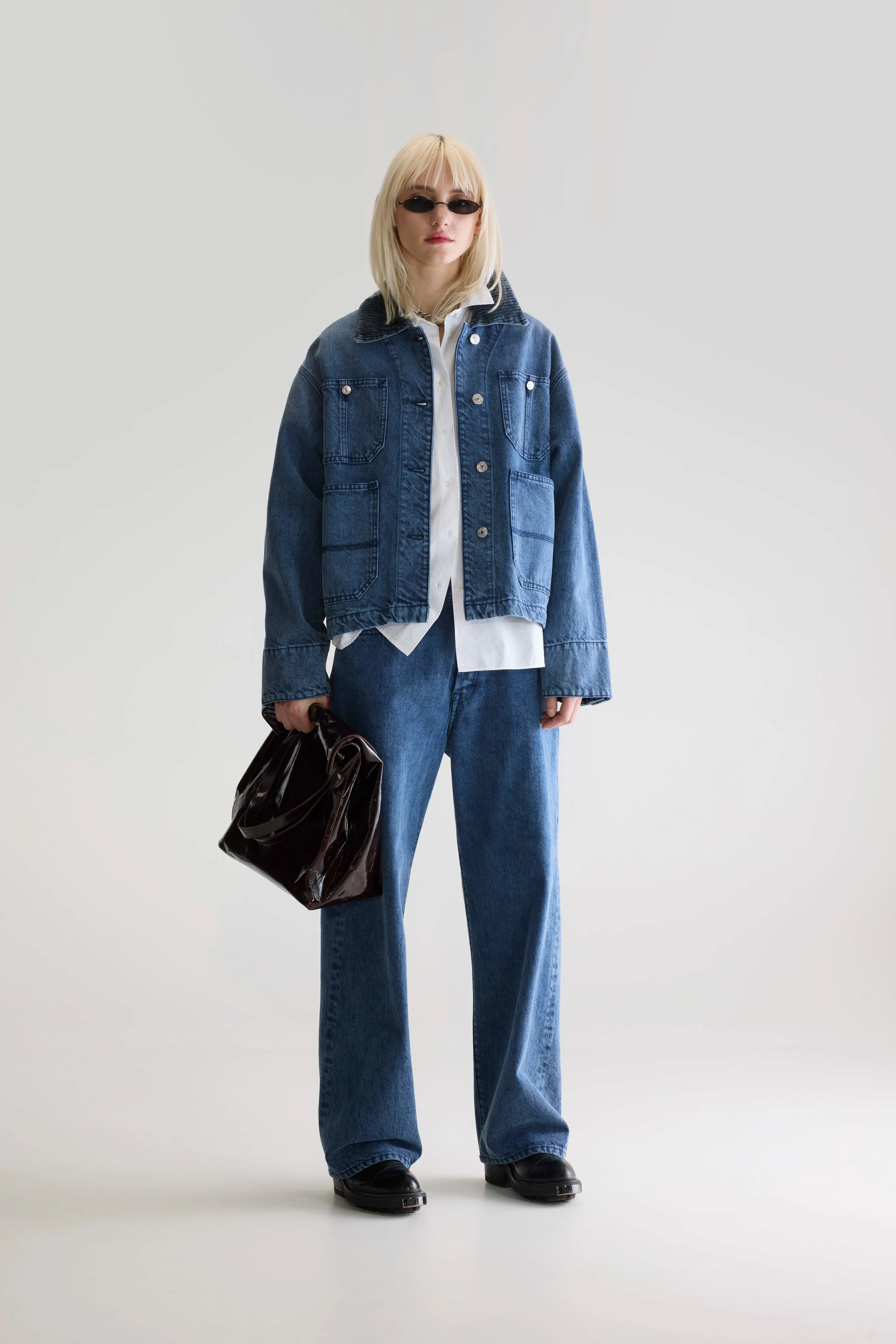 Artist Vibe Travel Outfit Neutral Daily Wear Pila denim jacket (252 / W / BLUE SNOW)