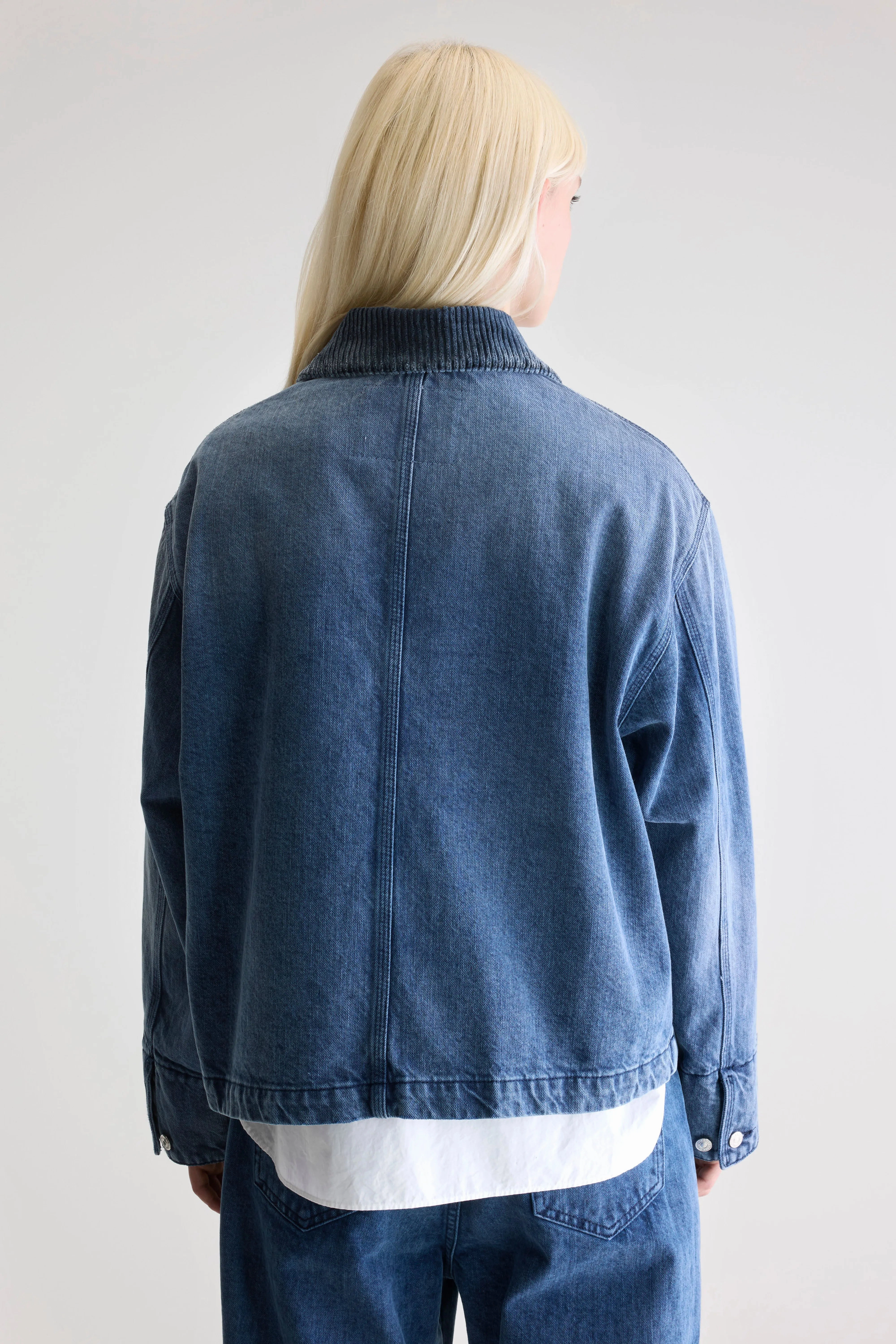 Minimalist Style Chill Outfit Anti Bacterial Treatment Pila denim jacket (252 / W / BLUE SNOW)