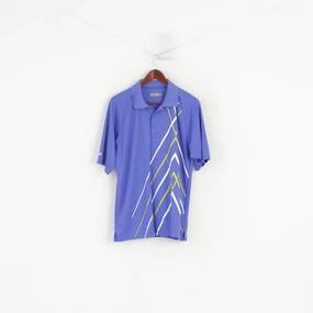 Wrinkle Free Fabric Easy Wear Style PING Collection Men L Polo Shirt Blue Golf Sportswear Shiny Classic Fit Top