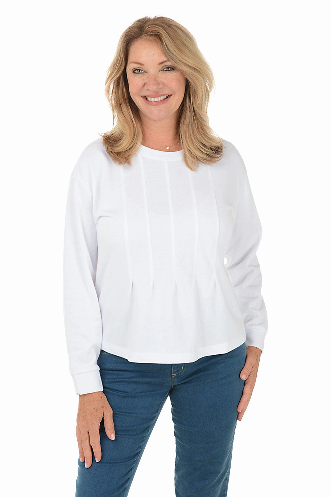 Pleated Peplum Sweatshirt Recycled Polyester Yarn