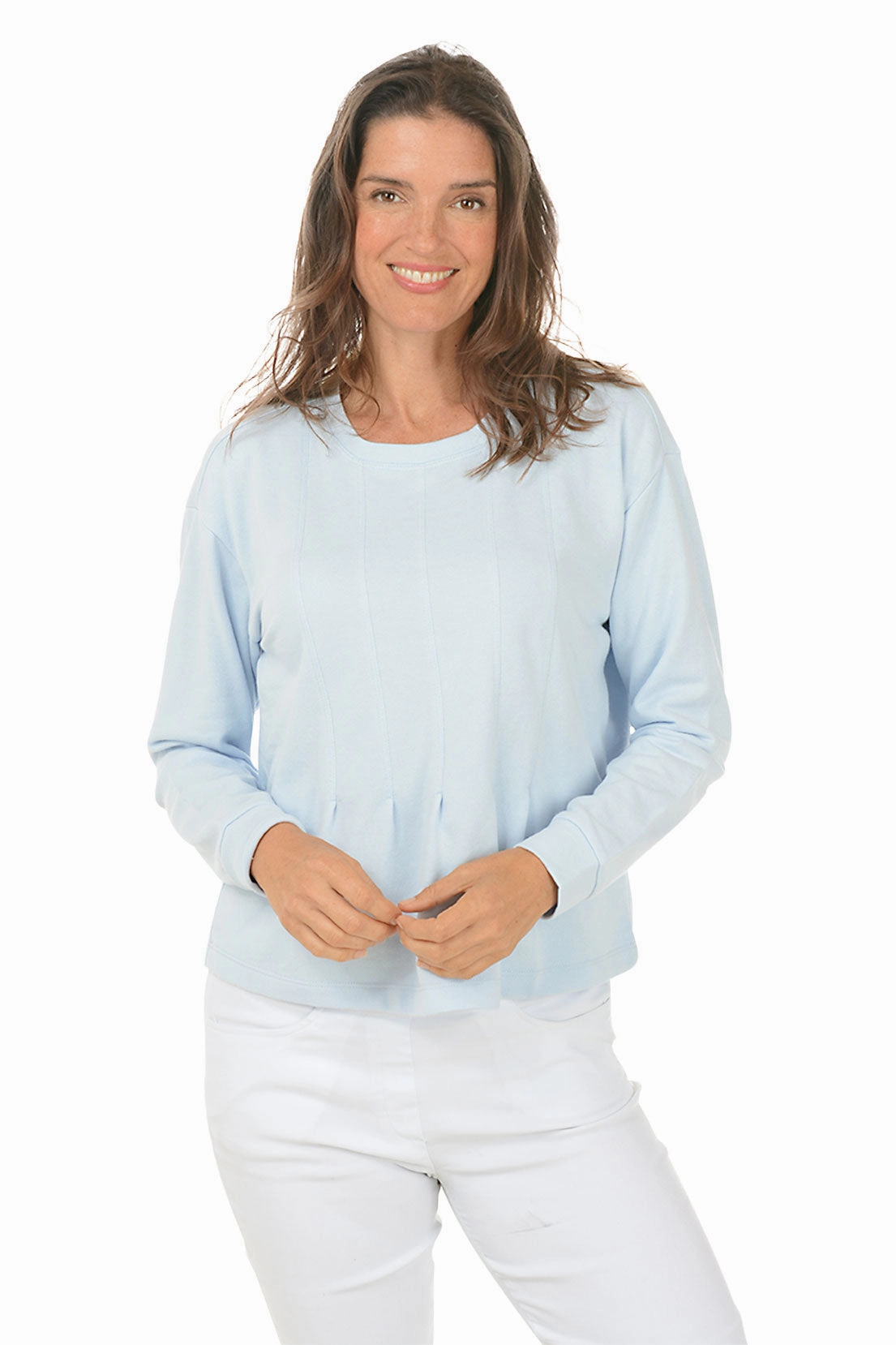 Calm Tones Ribbed Detailing Pleated Peplum Sweatshirt