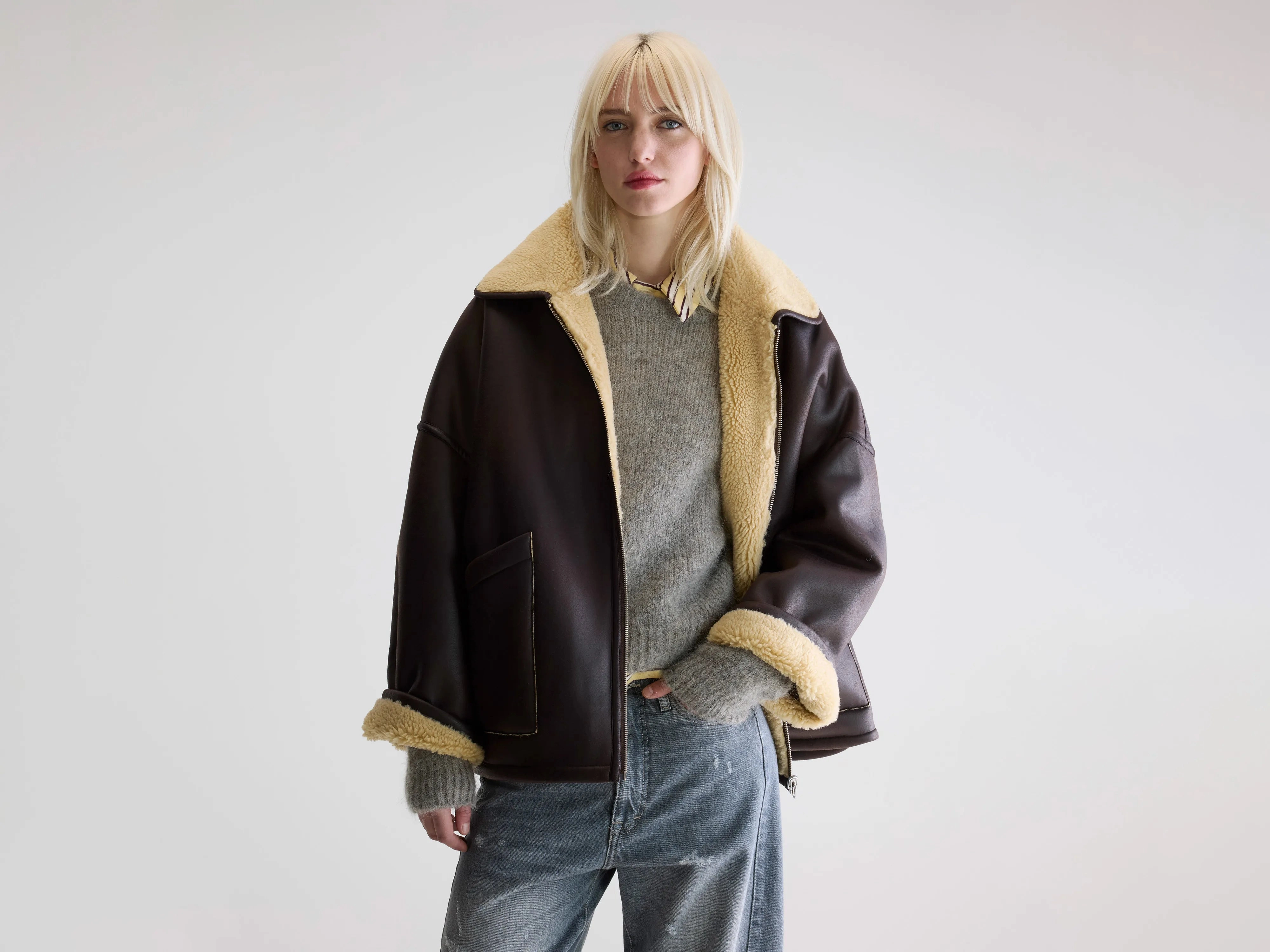 Soft Touch Lining Weather Proof Hestel faux-leather jacket (252 / W / DARK ROAST)