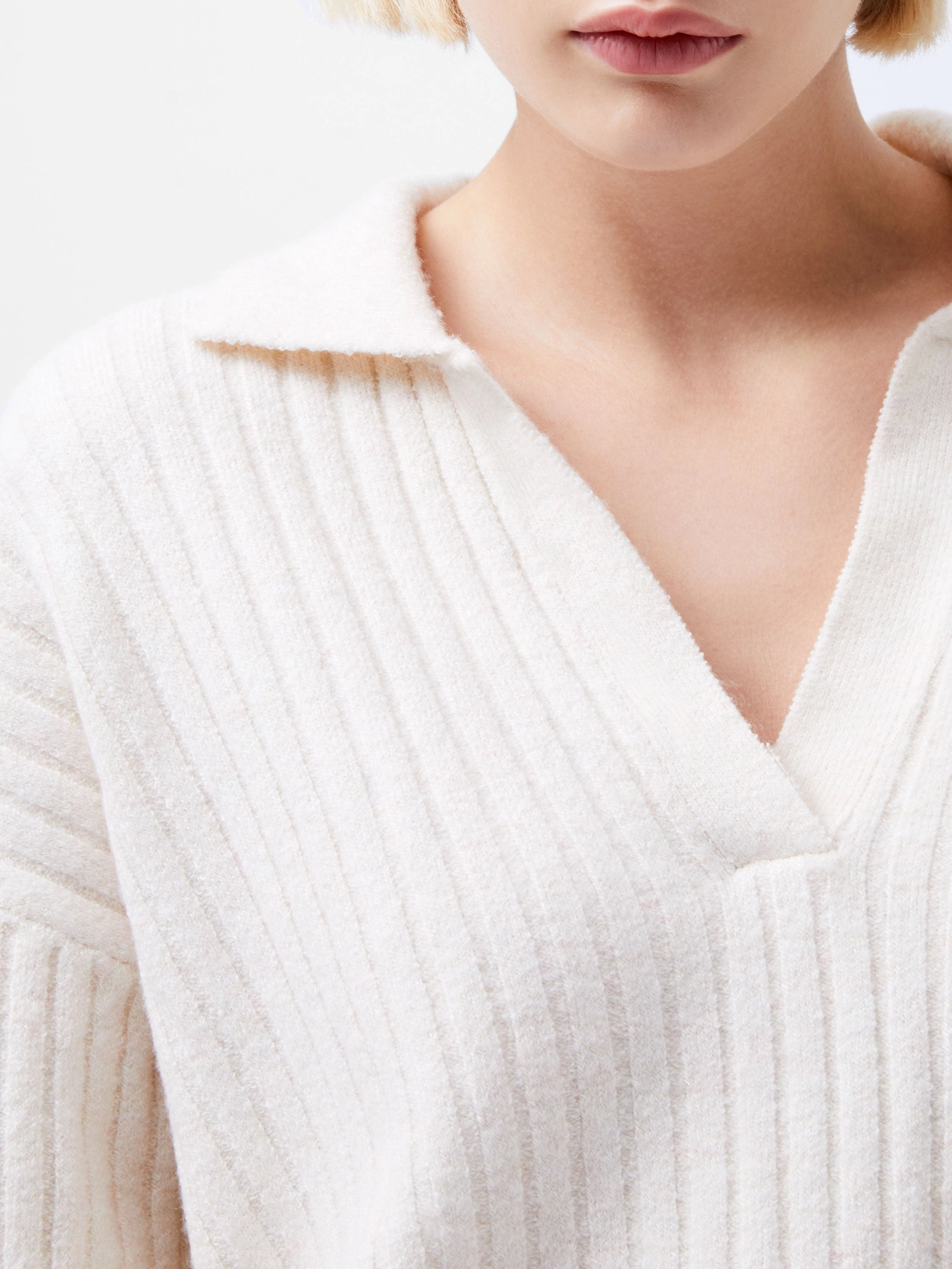 Vhari Collar Long Sleeve Sweater Natural Drape Tagless Label System