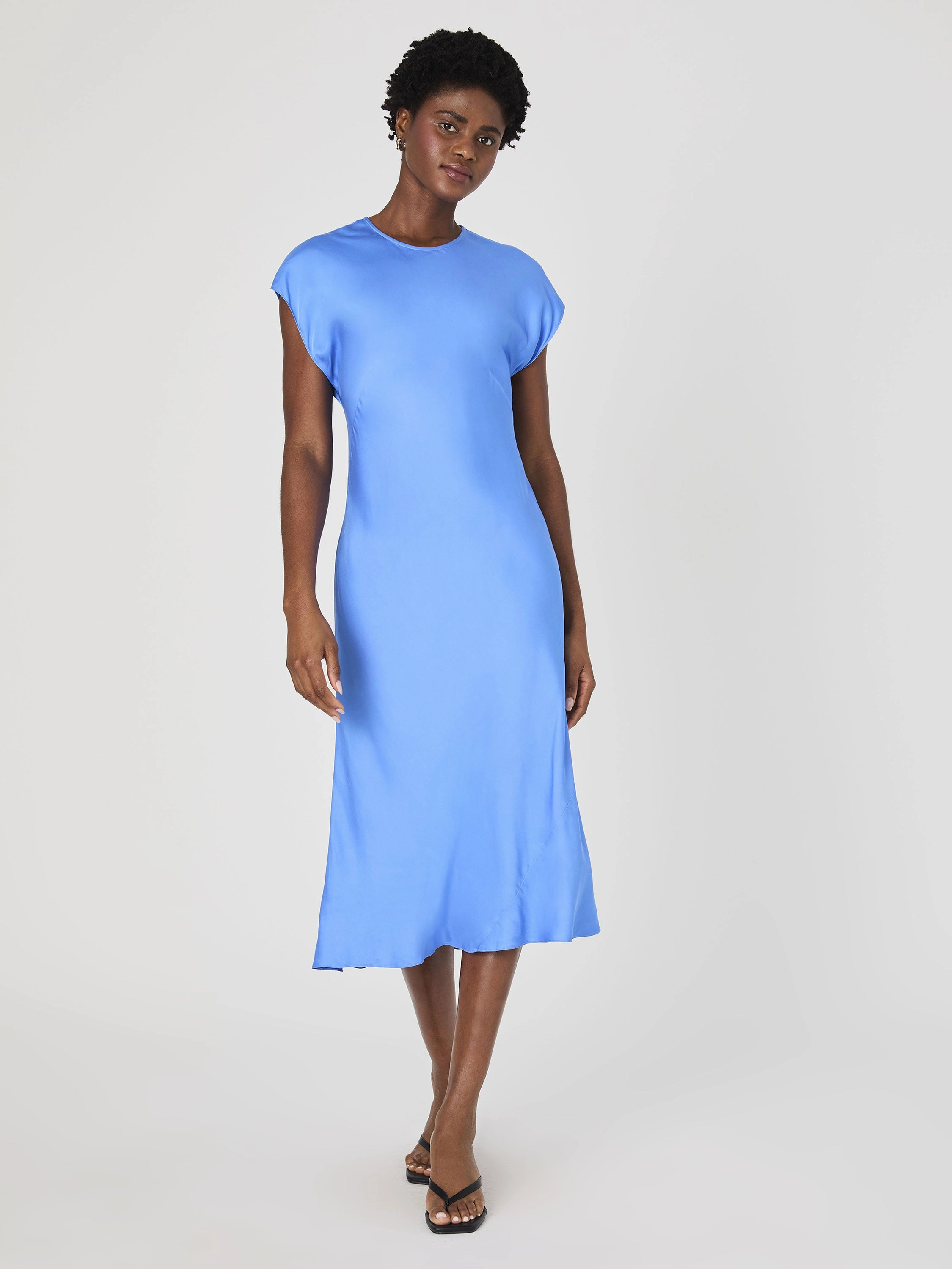 Clean Outline Ennis Satin Column Midi Dress