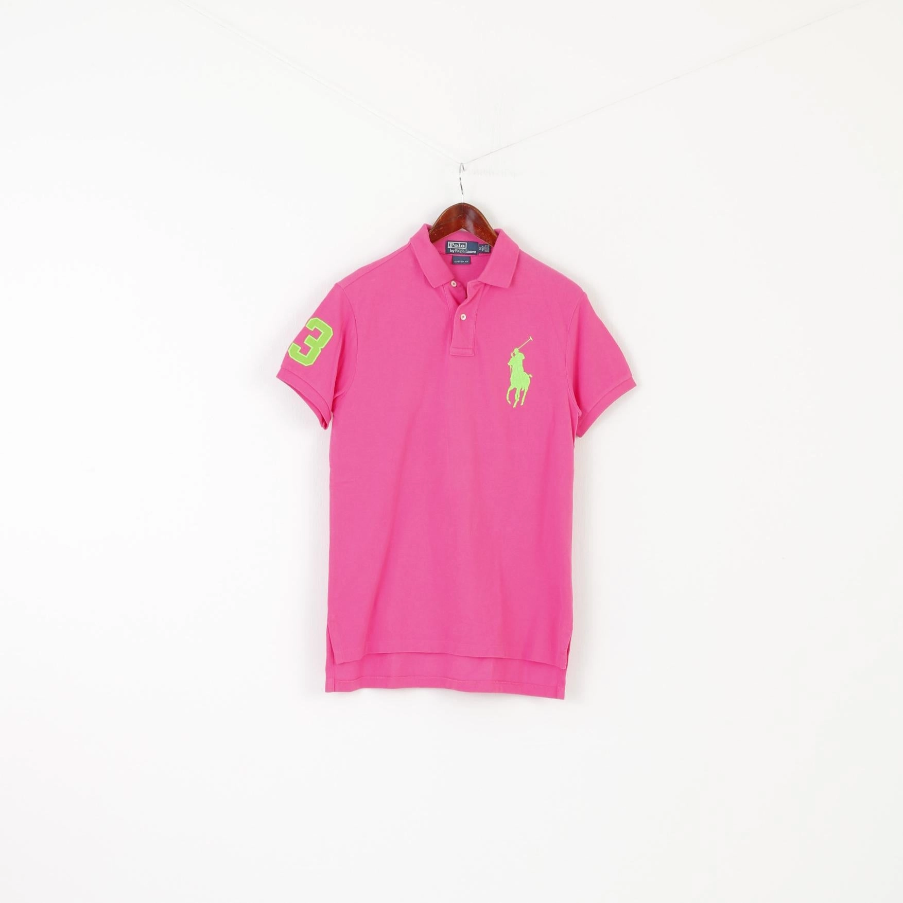 Trendy Top Relaxed and Easy Polo by Ralph Lauren Men M Polo Shirt Pink Cotton Custom Fit Big Ponny Sport Top