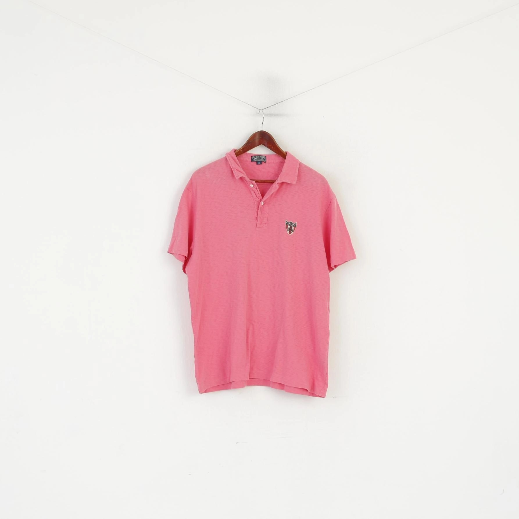 Solid color purity Minimal Layers Polo Jeans Company Ralph Lauren Men XL Polo Shirt Pink Cotton Retro Classic Top