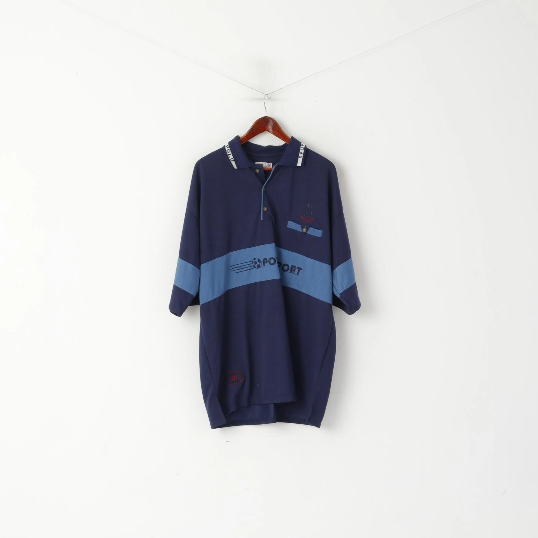 Comfort Stretch Polo Sports Men XXL Polo Shirt Navy Vintage Football Short Sleeve Retro Top