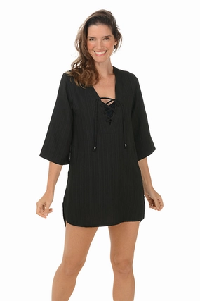 Coastal Escape Cancun Lace Neck Tunic Cover-Up