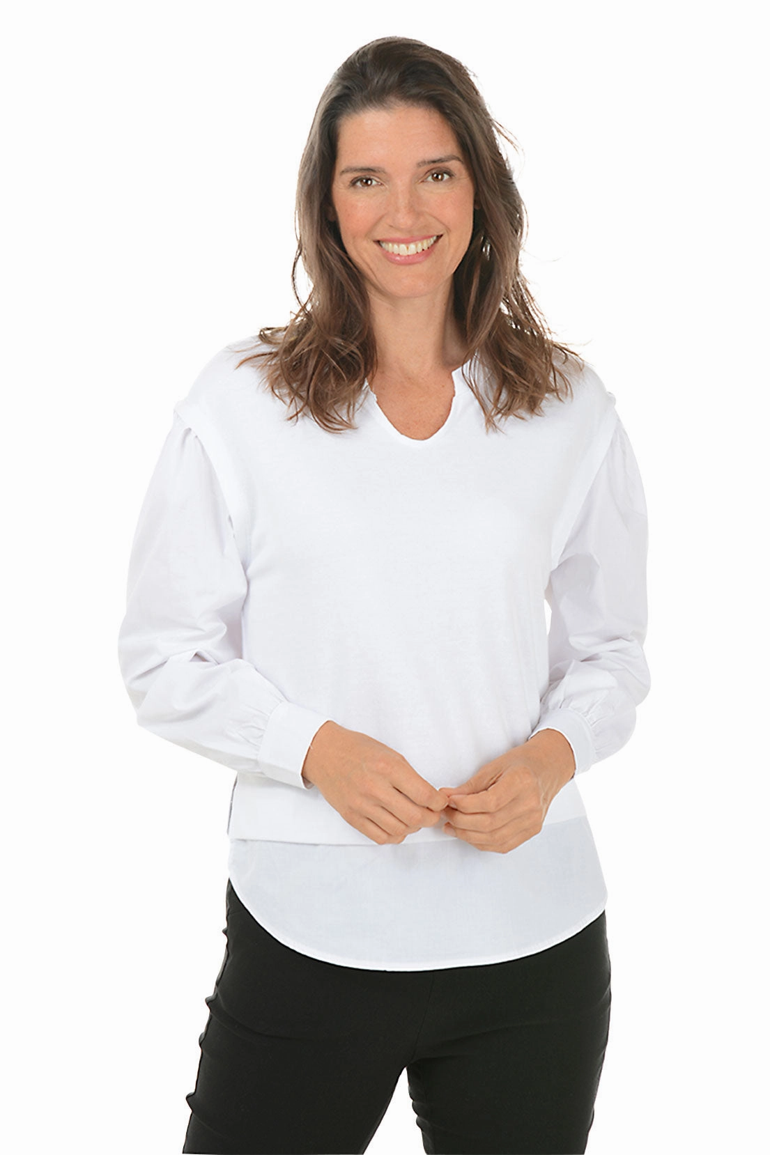 Chill Vibe Snug feel Poplin Layered Long Sleeve Top