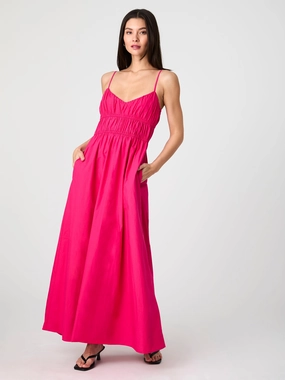 Timeless Style Wear Poplin Ruched Maxi Dress
