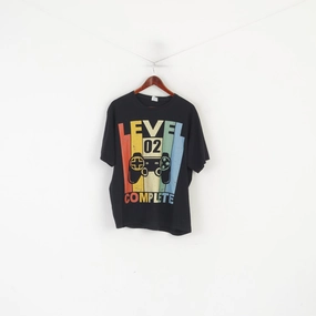 Outdoor Fashion Clean Cut Port & Company Men XL T-Shirt Black Cotton Graphic Level Complete Game Top