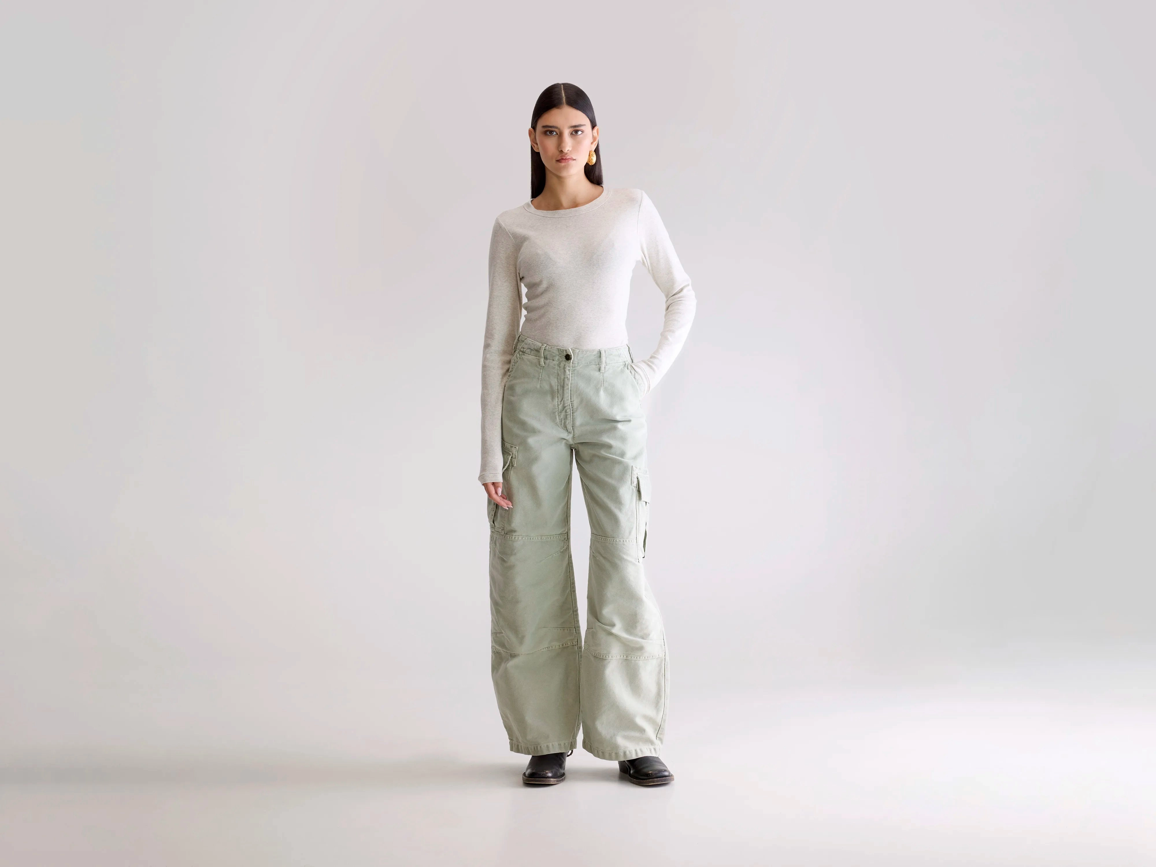 Casual Design Elasticized Cuffs Pozz relaxed pants (252 / W / THYM)