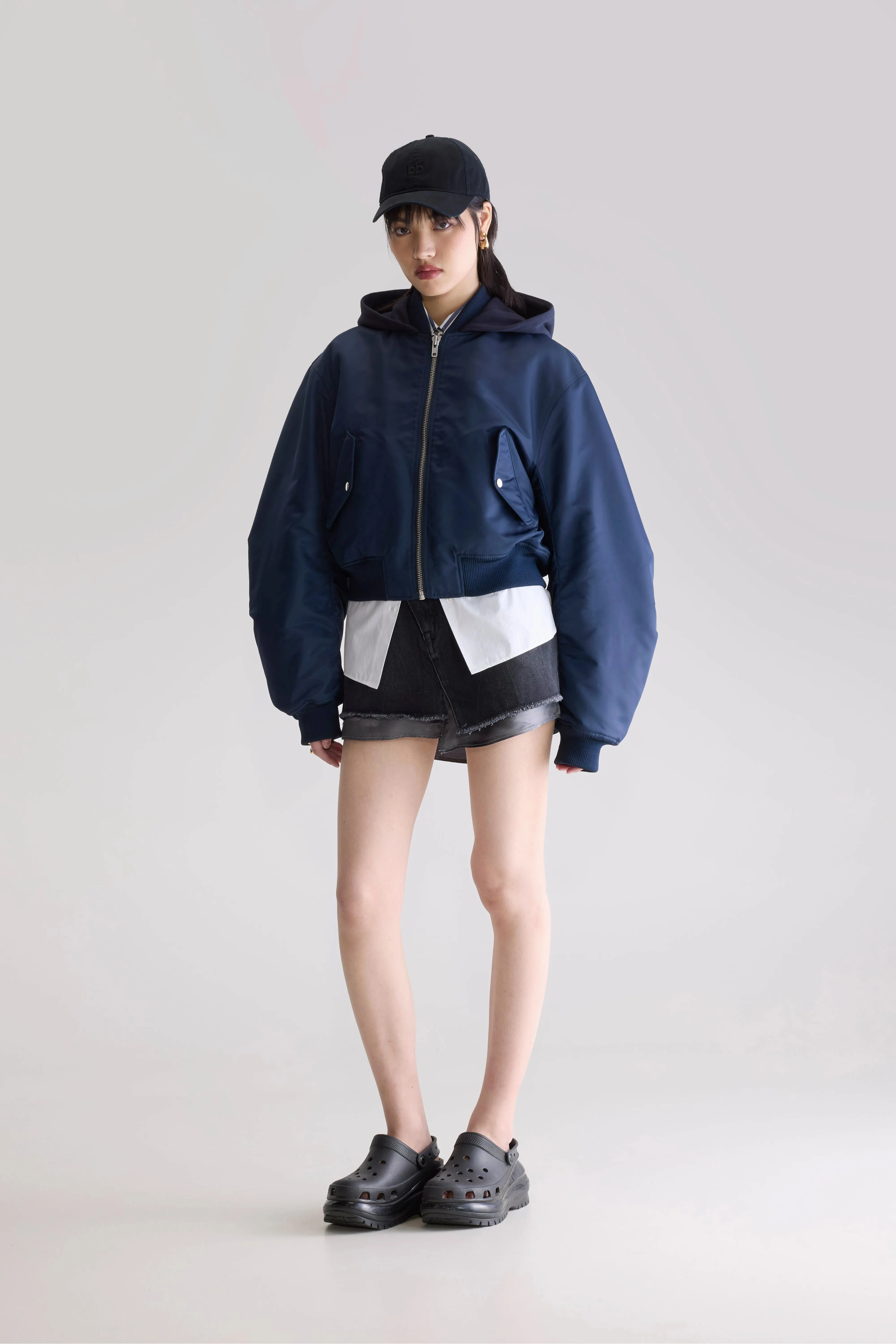 Zippered Pockets Harty bomber jacket (252 / W / NAVY)
