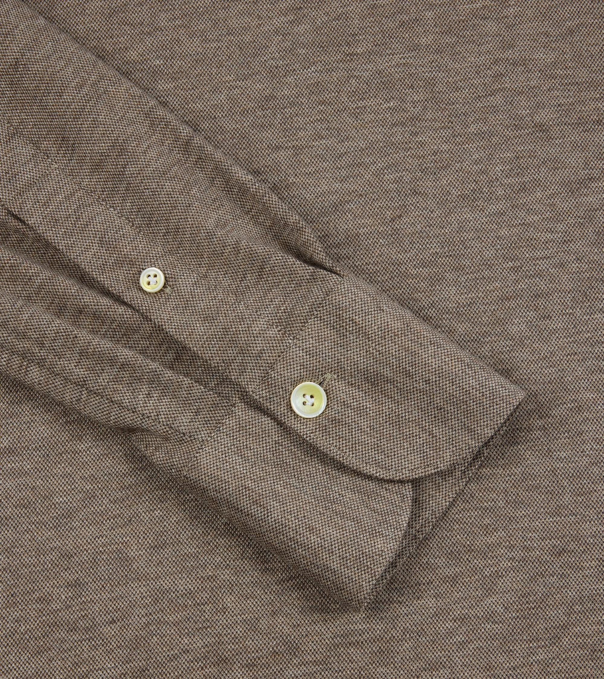Finamore Orlando Cotton Cashmere Polo Shirt: Biscuit Solid Hue