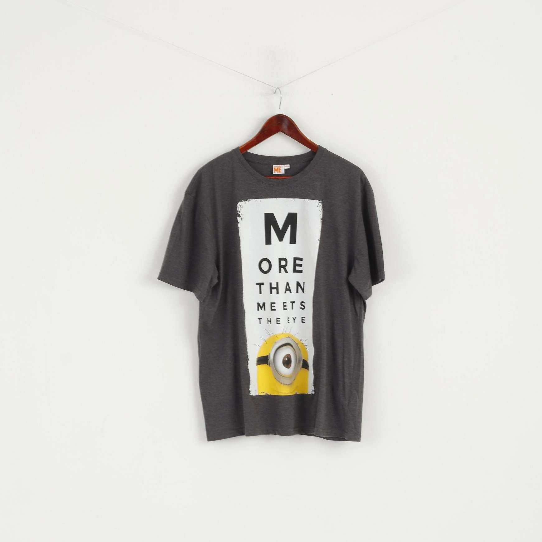TemperatureControl Fabric Seasonal Comfort Style Despicable Me Men 56/58 XXL T-Shirt Grey Cotton Minion Graphic Short Sleeve Top