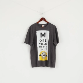 TemperatureControl Fabric Seasonal Comfort Style Despicable Me Men 56/58 XXL T-Shirt Grey Cotton Minion Graphic Short Sleeve Top