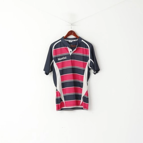 Formal Occasion Anti Pilling Surface KooGa Men S Shirt Navy Pink Striped Rugby Official Match Jersey Top