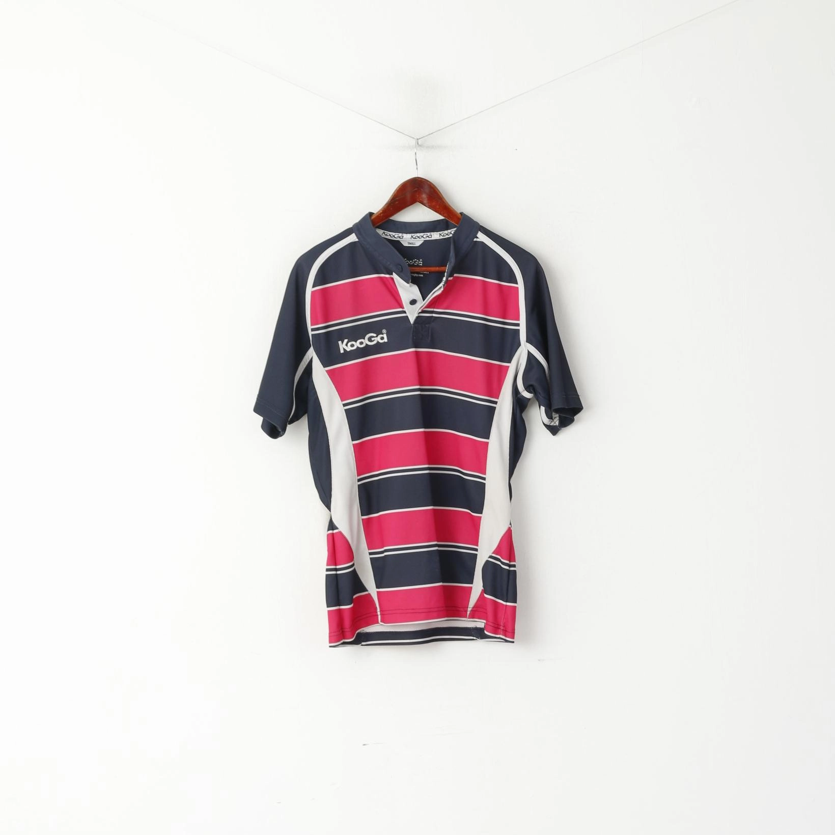 Formal Occasion Anti Pilling Surface KooGa Men S Shirt Navy Pink Striped Rugby Official Match Jersey Top