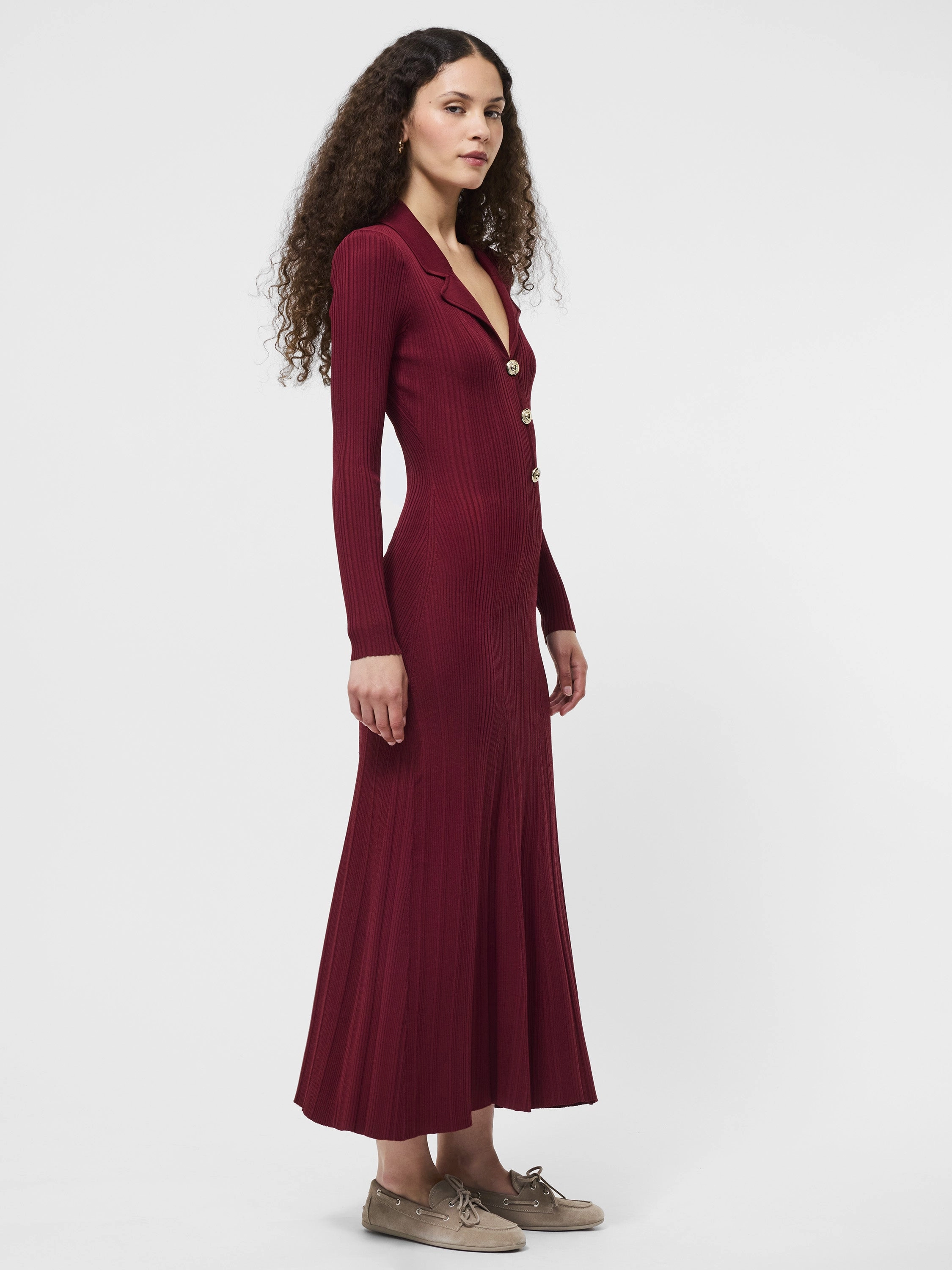 Crinkle Knit Maxi Dress Versatile dress for layering Chilly Weather Wear