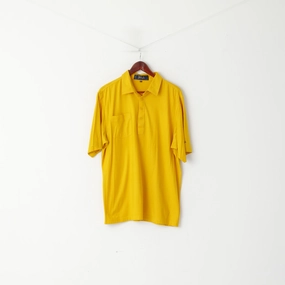 Fit Flex Pringle Mens XL Polo Shirt Buttons Detailed Mustard Cotton Top