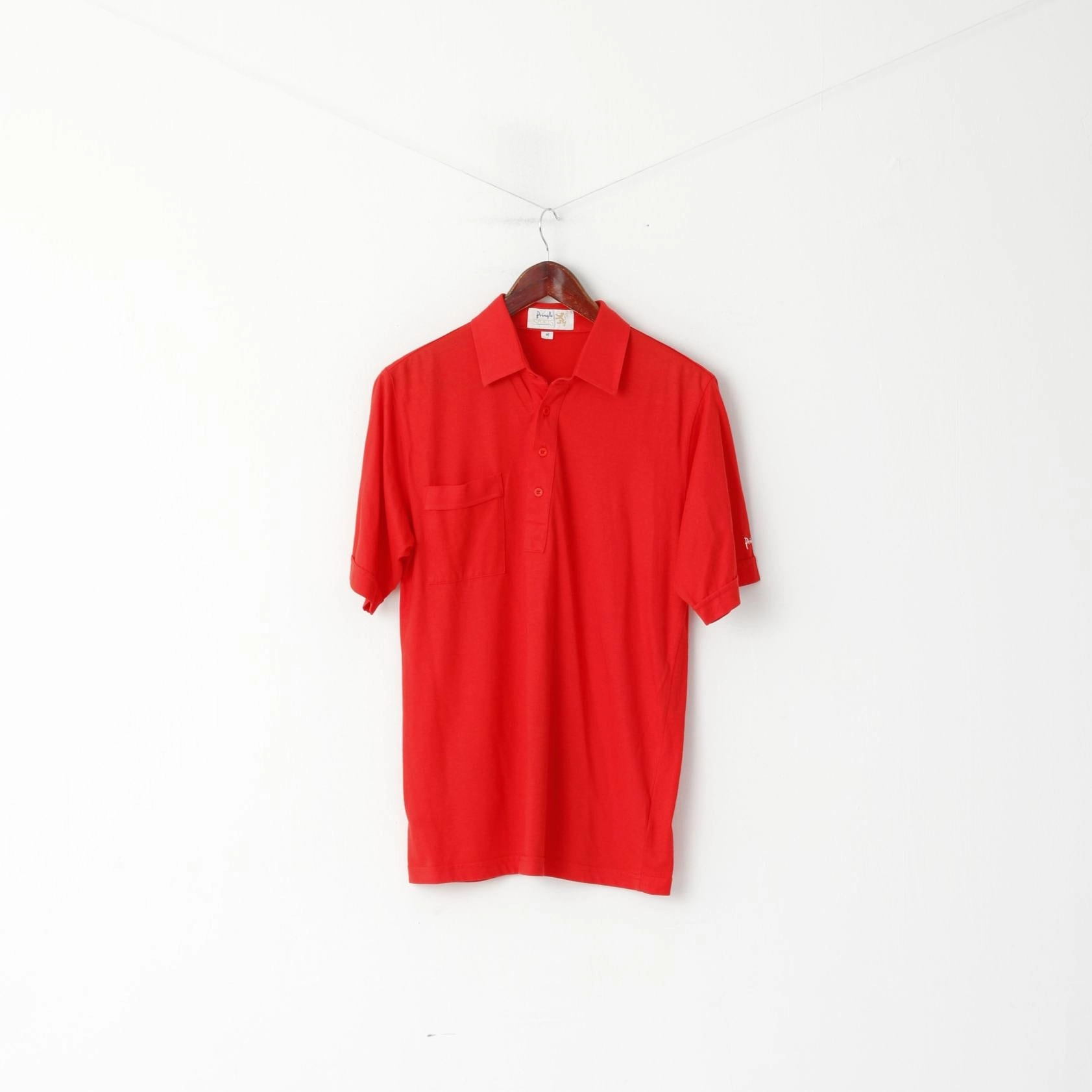 Soft and Stylish Pringle Sports Men M Polo Shirt Red Cotton Plain Pocket Classic Fit Stretch Top