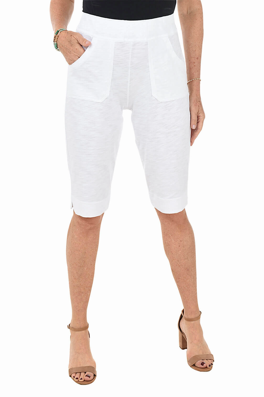 Flatlock Seams Pull-On Slub-Knit Clamdigger Pant