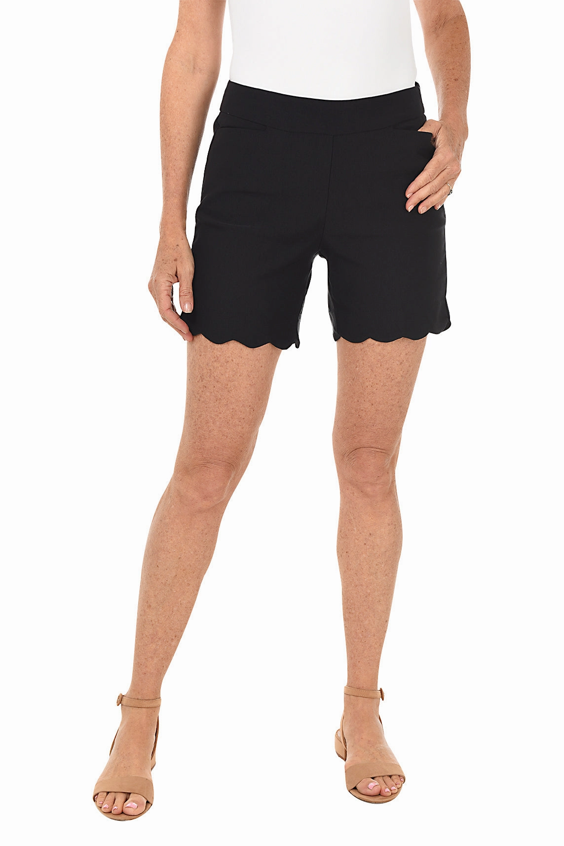 Breathable Stretch Reflective accents Pull-On Stretch Scallop Short