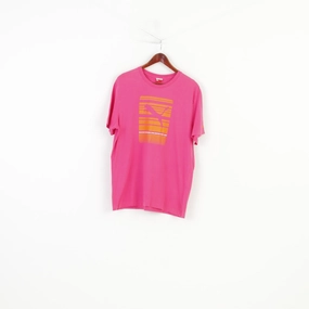 athletic style PUMA Men XL T- Shirt Pink Cotton Orange Graphic Logo Sport Top