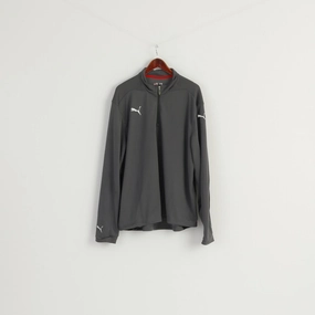 Non Fading Material Classic Color Puma Men XXL Long Sleeved Shirt Gray Activewear Usp Pockets Sportswear Top