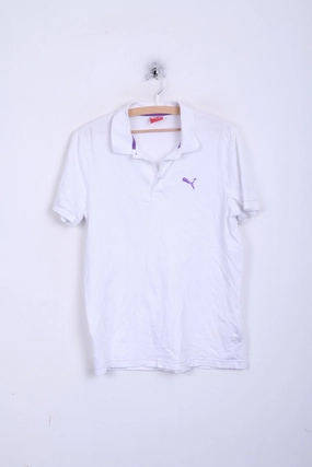 insulated Perfect Comfort Puma Mens M Polo Shirt White Short Sleeve Summer Cotton Detailed Buttons