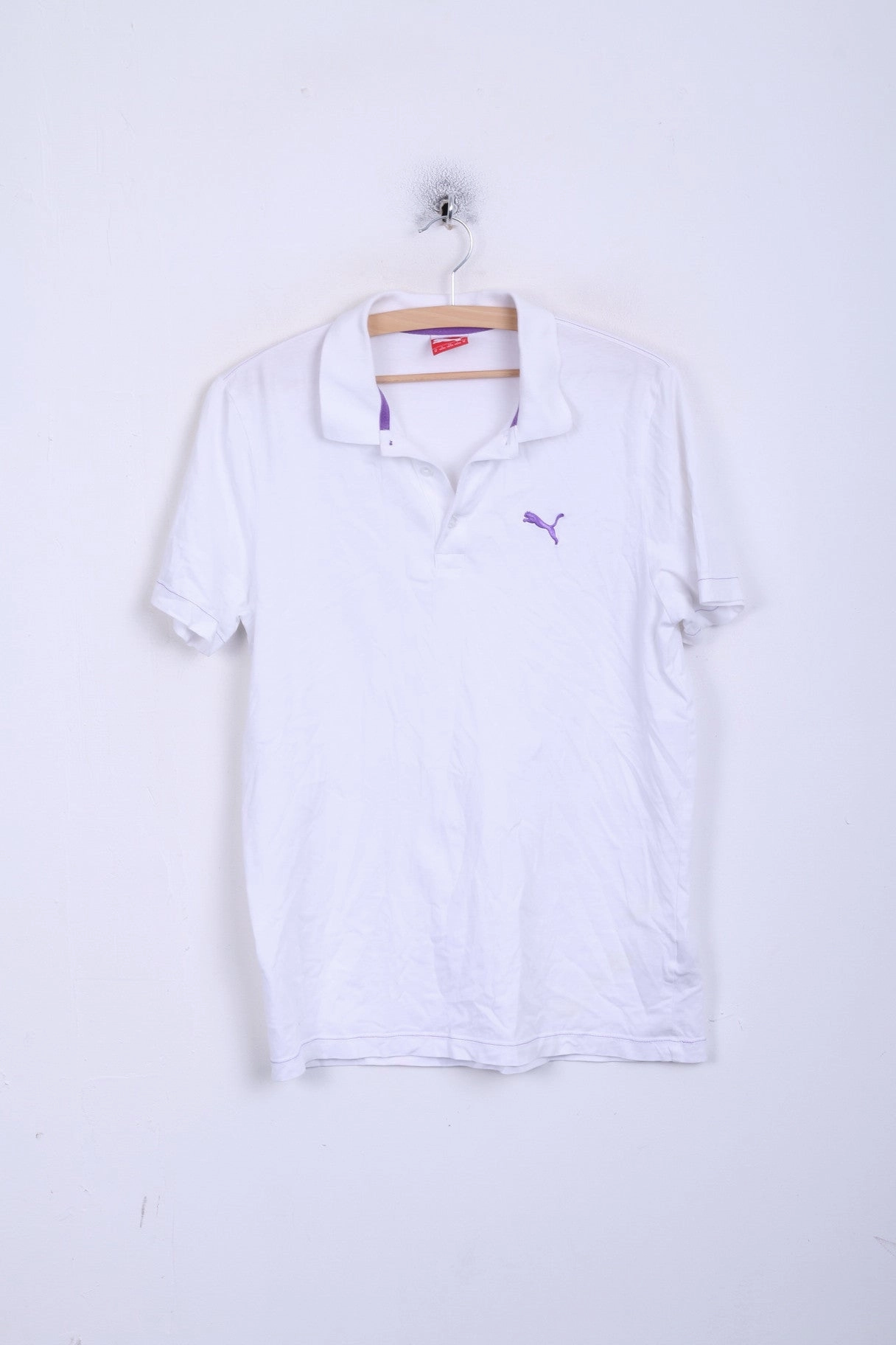 insulated Perfect Comfort Puma Mens M Polo Shirt White Short Sleeve Summer Cotton Detailed Buttons