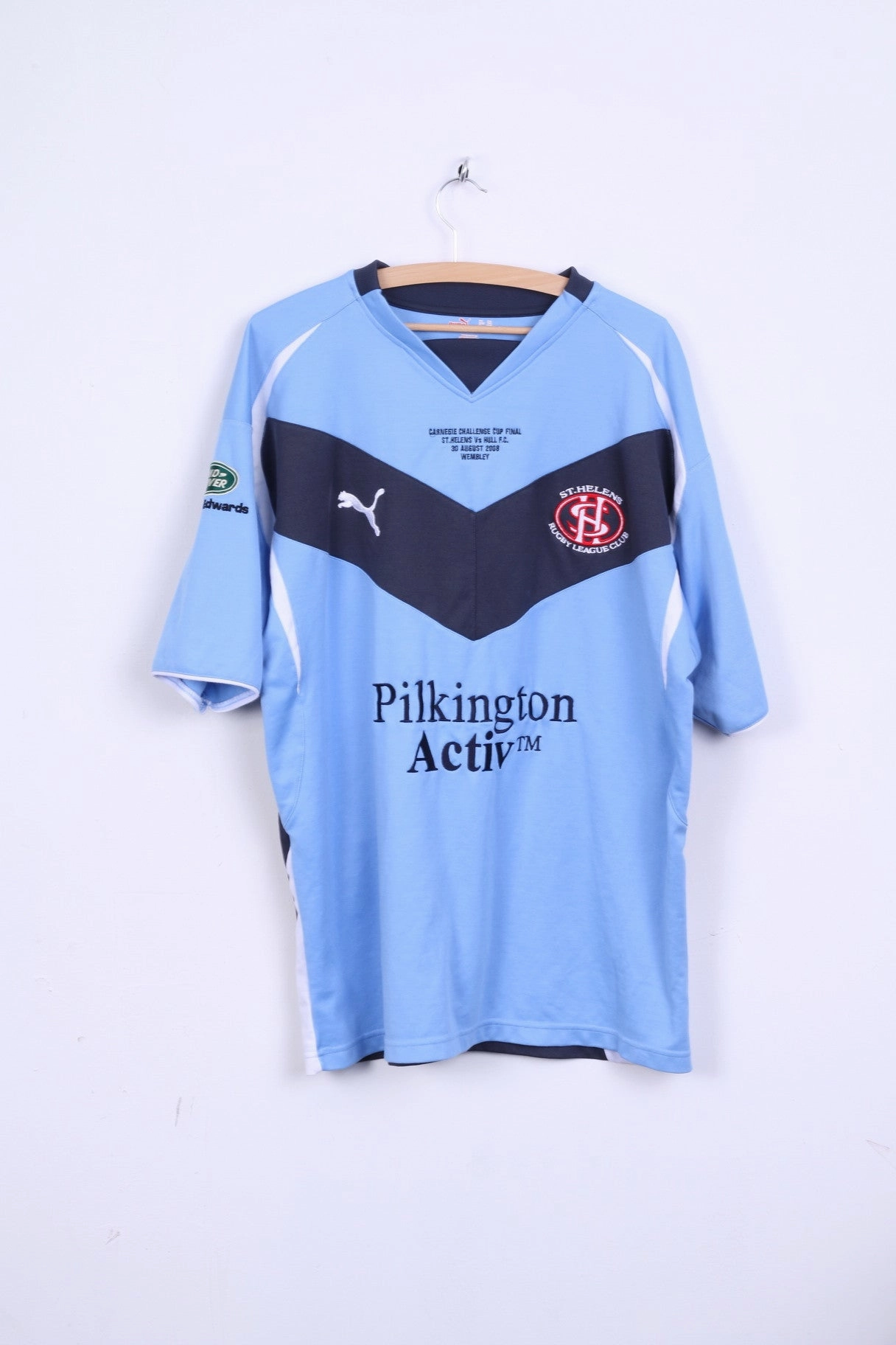 Puma Mens XXL Shirt Blue Crew Neck Sport Traning Rugby League Club St.Helens Seamless Edging ThermoregulatingFabric