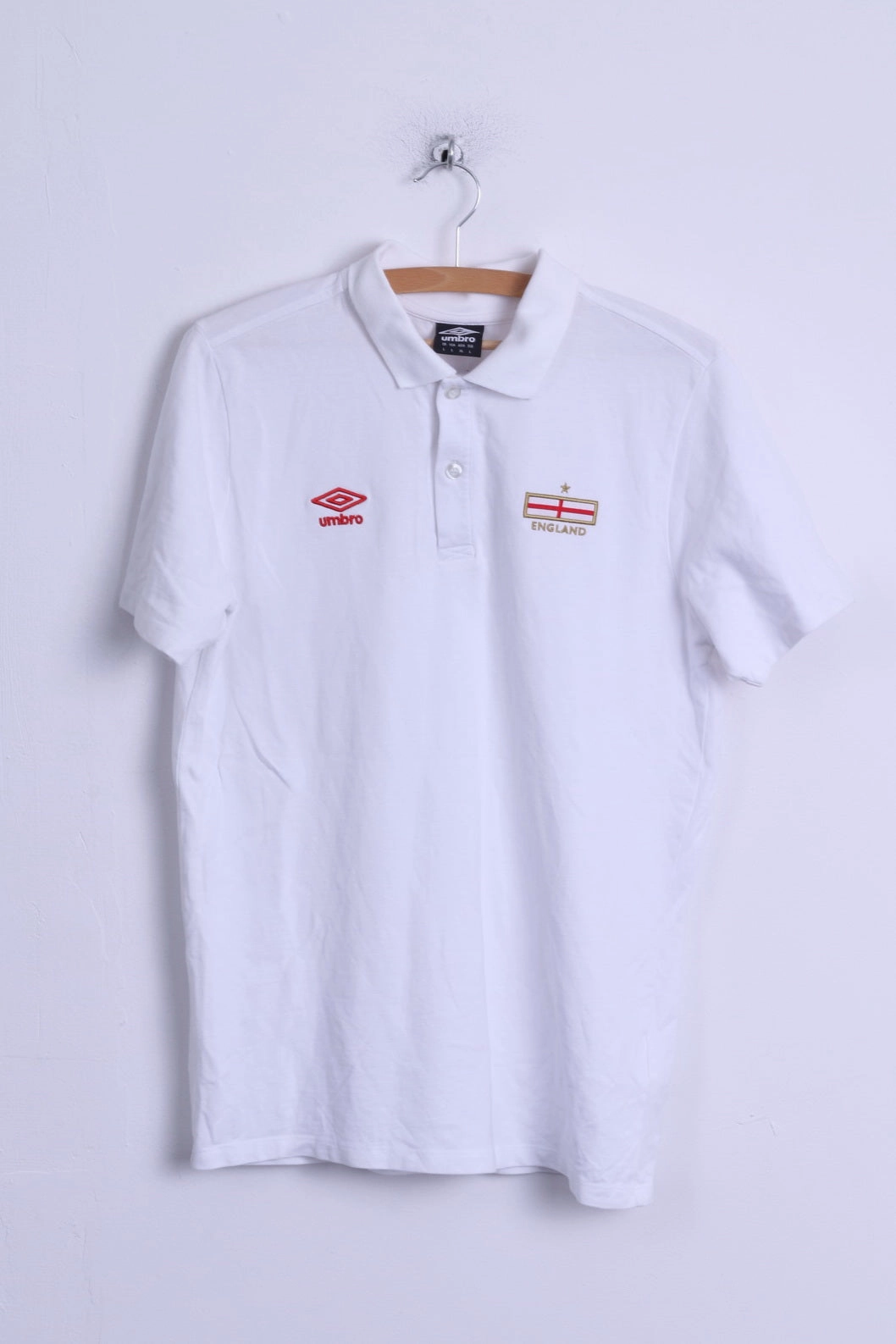 Bold Comfort adults' Umbro Mens L Polo Shirt White Nationale England Team Cotton Short Sleeve