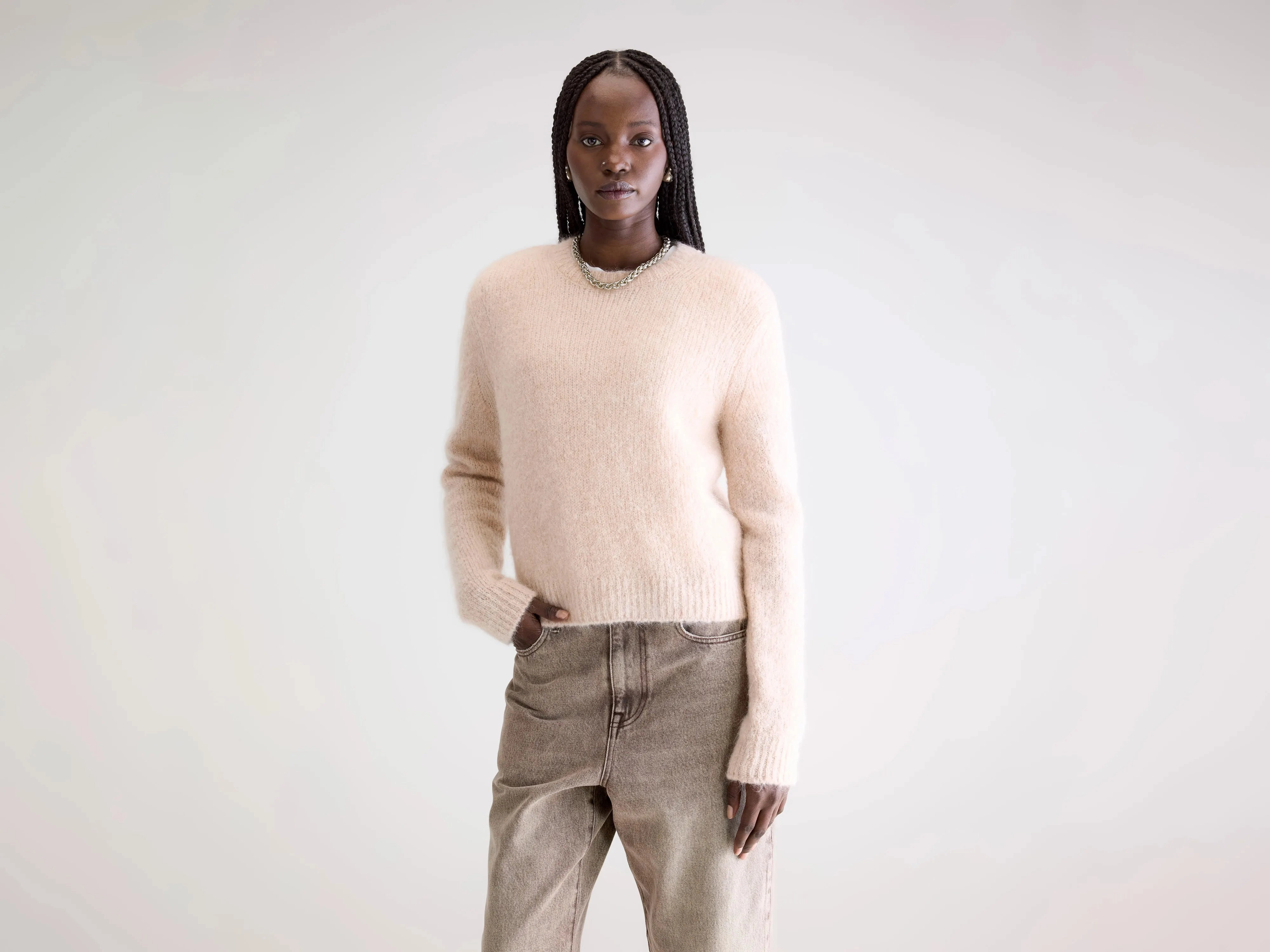 Effortless Style Quick Dressing Anco crewneck sweater (252 / W / LIGHT ROSE)