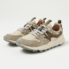 Sleek Fit Water Resistant Construction Flower Mountain Yamano 3 Man Suede/Nylon Sneaker - Off White/Beige