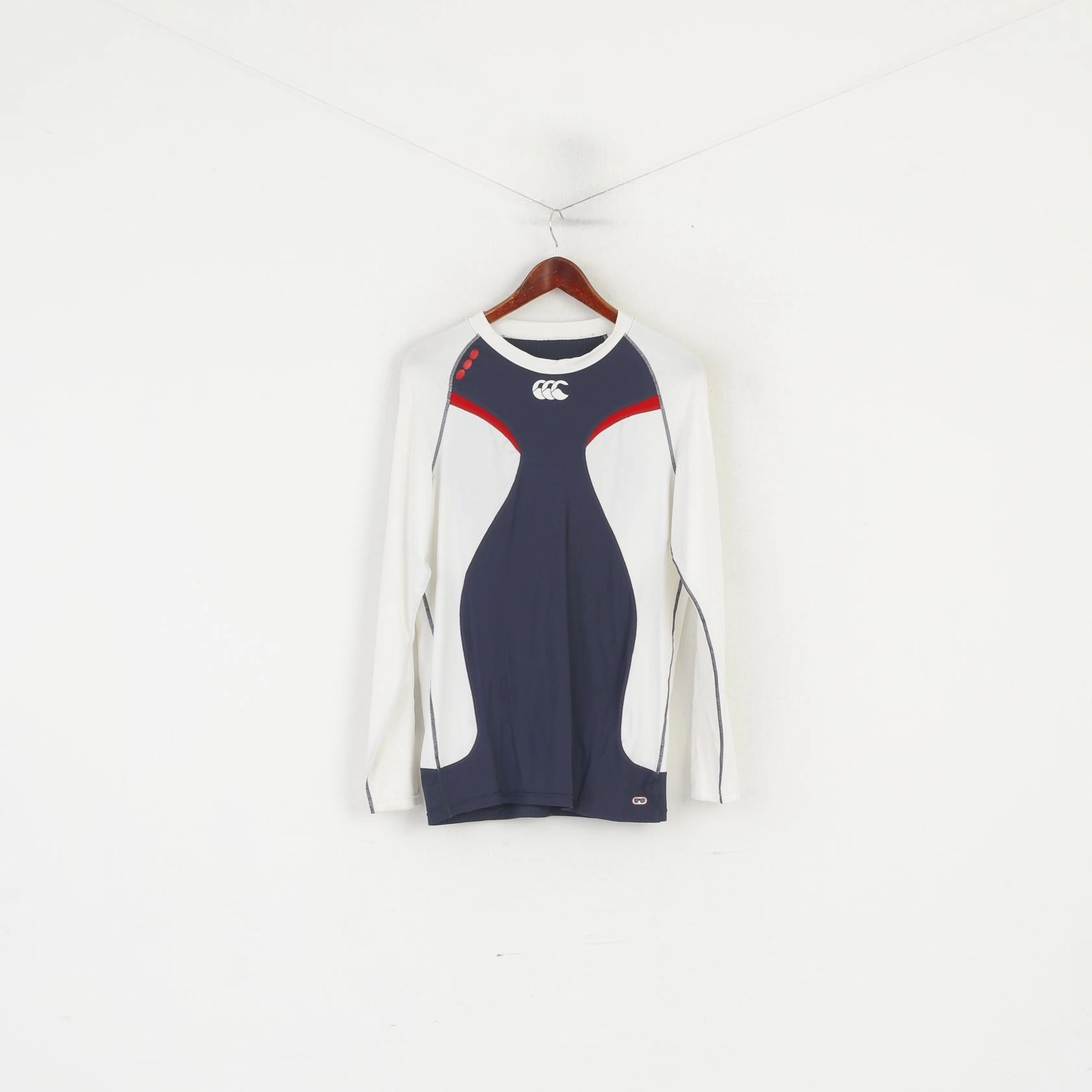 Printed Logo Canterbury Of New Zealand Men L Shirt Cream Technical Nylon Training Jersey Top