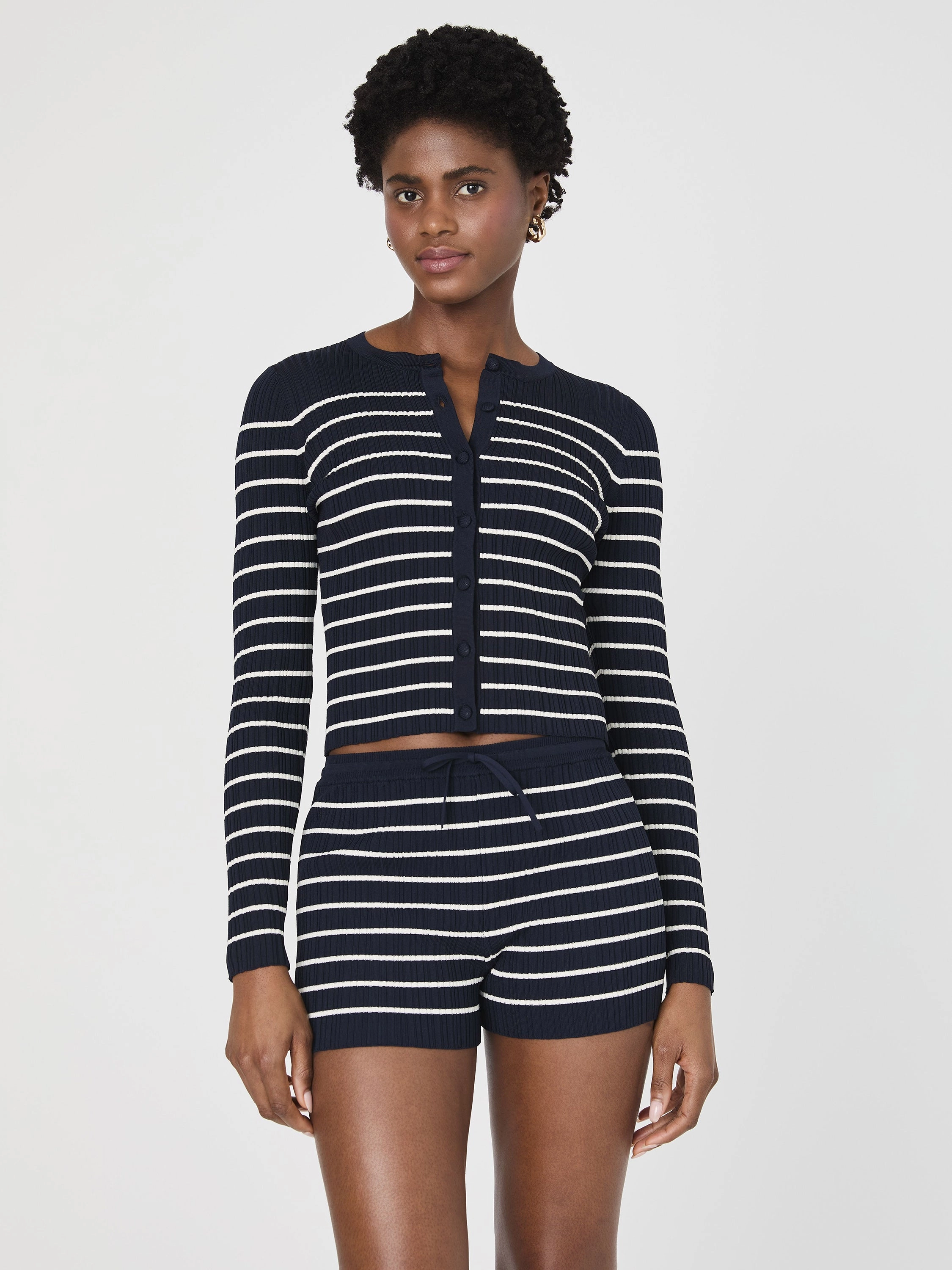 WrinkleResistant Knit Crinkle Knit Crewneck Cardigan