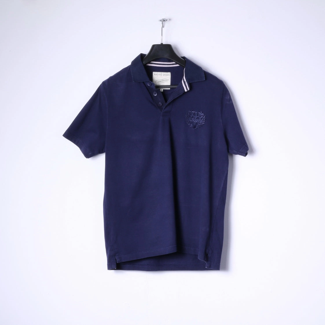 Racing Green Mens M Polo Shirt Navy Cotton Casual Wear London Style Top Casual Appeal