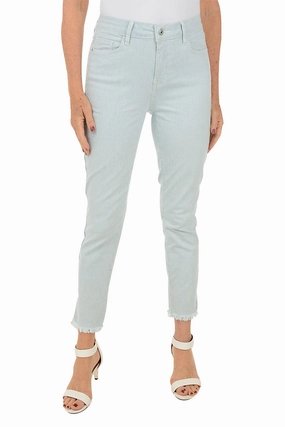 Railroad Stripe Frayed Ankle Pant Relaxed Comfort Look