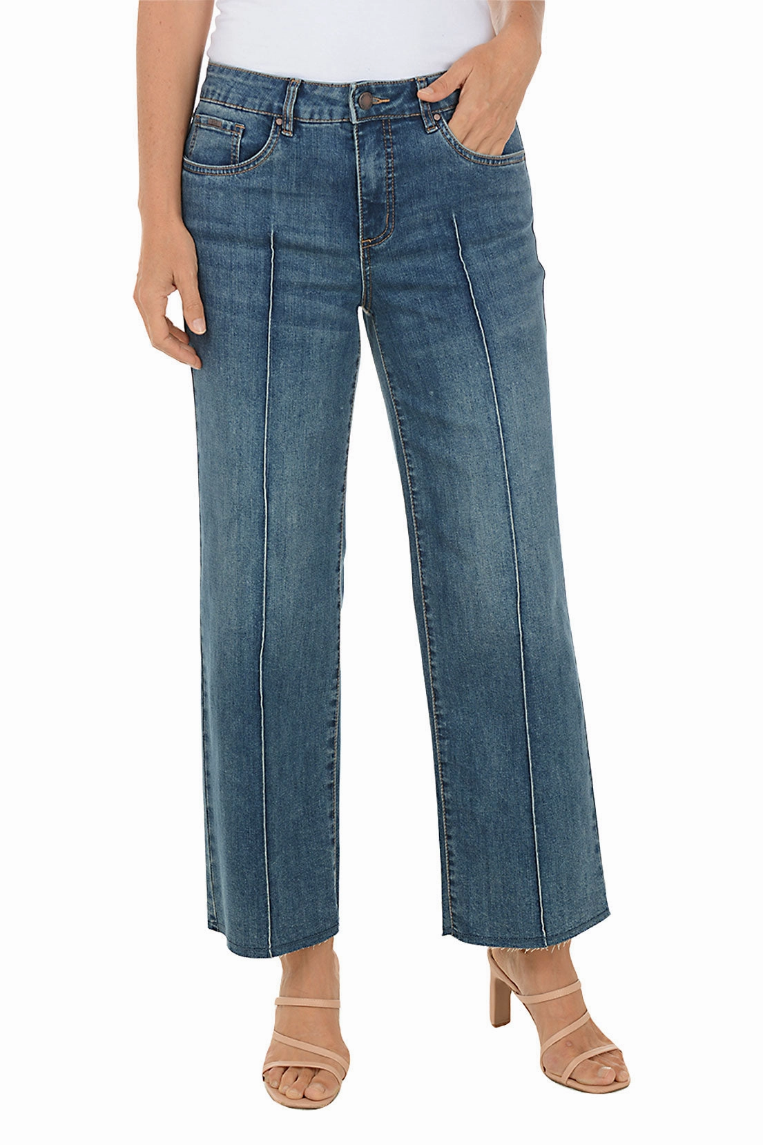 Raw Hem Wide Leg Denim Pant Yoga Ready
