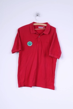 Ribbed Collar Trim Cozy Layer Reebok Mens L Polo Shirt Red Cotton Bali Island Gilf Club