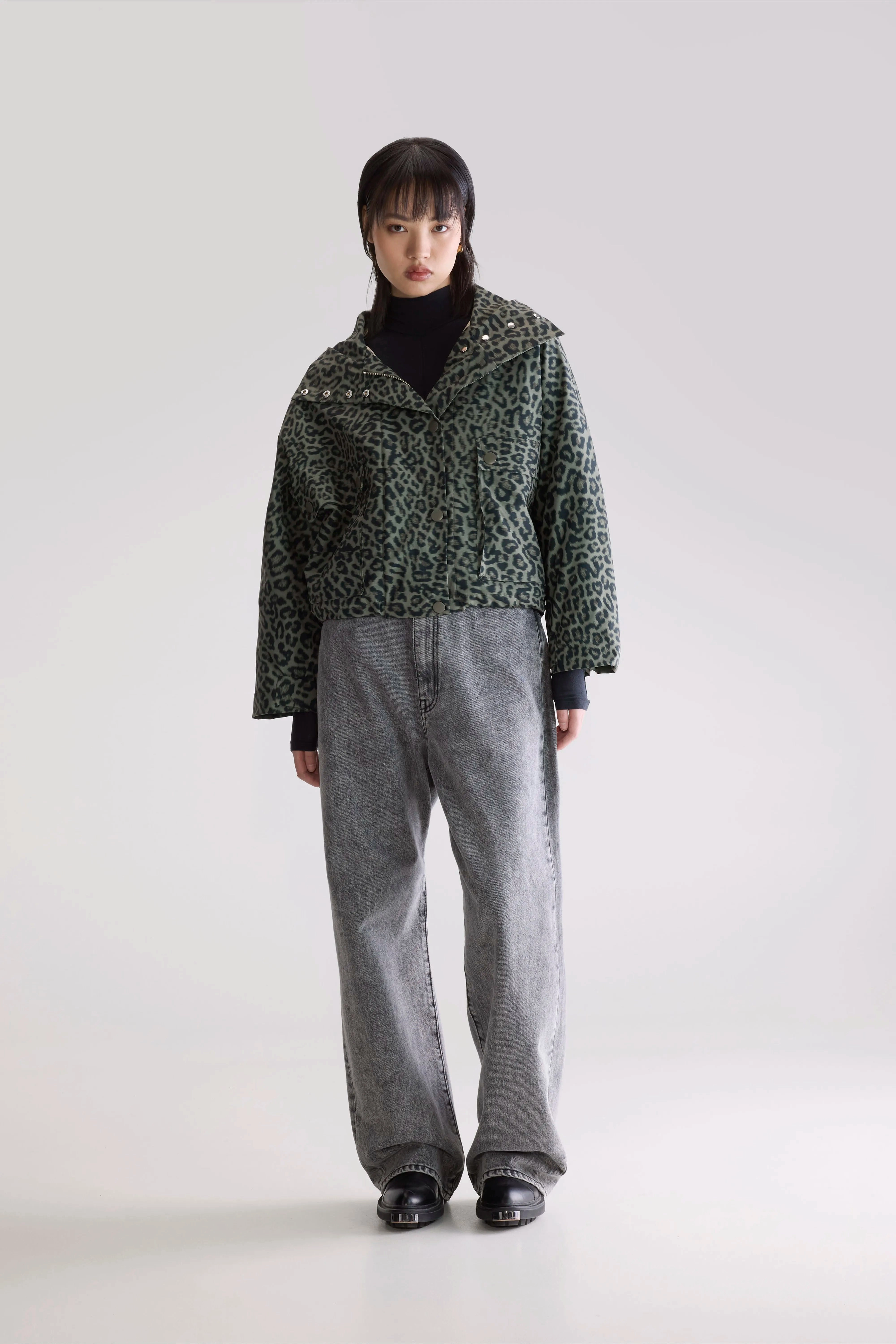 Houndstooth Print Comfy Street Piece Jenna hooded jacket (252 / W / COMBO A)