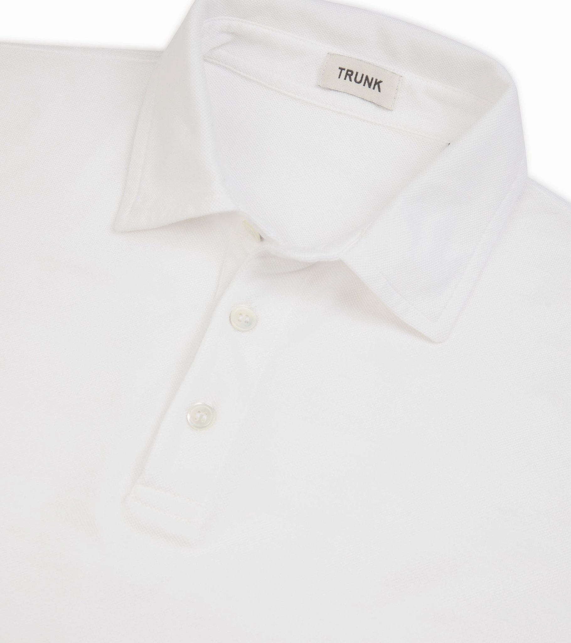 Trunk Moxon Long Sleeve Polo Shirt: White Classic Collar